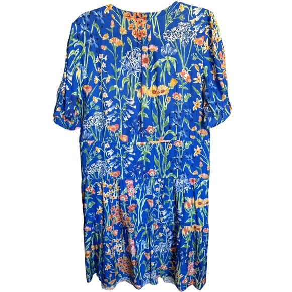 J. McLaughlin Lille Silk Tiered Midi Dress Madeira Flora Blue Size Large NWOT - Picture 5 of 10